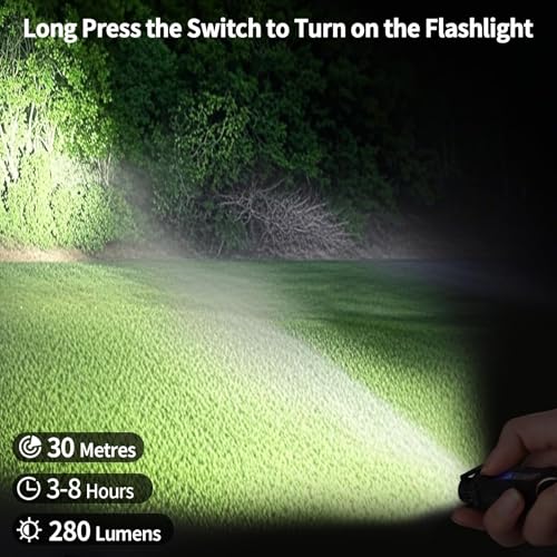 KunHe 4 Pack Bulk Mini Keychain Flashlight with Clip High Lumen USB-C Rechargeable with COB Side Light 8 Modes Suitable for Night Work Camping Hiking Dog Walking Gift