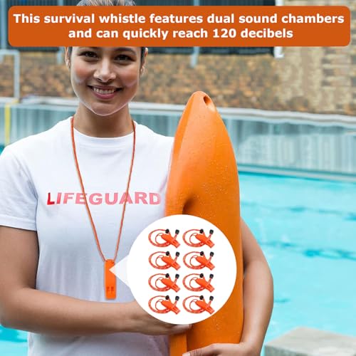 Gyinere 8 Pack Coast Guard Approved Marine Safety Whistles with Lanyards