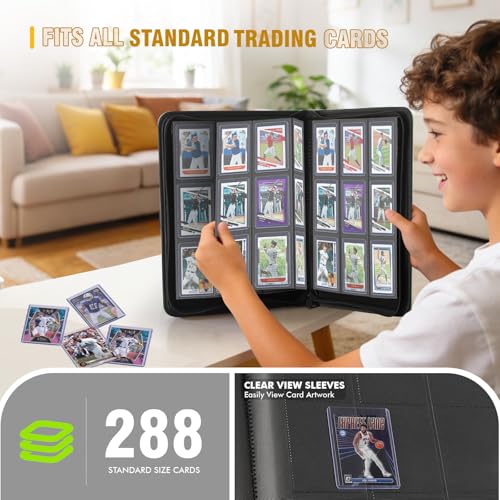 Grey Top Loader Card Binder 9-Pocket Album Holds 288 Cards - Secure Storage