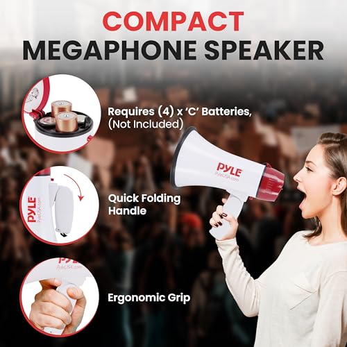 Portable Megaphone Bullhorn 20W with Siren Alert - 1000 Yards Range