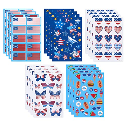 Patriotic Stickers Variety Pack - American Flag & Summer Treats - 20 Sheets - Memorial Day