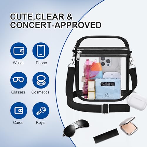 Clear Purse for Women - Small Black Hobo Shoulder Bag