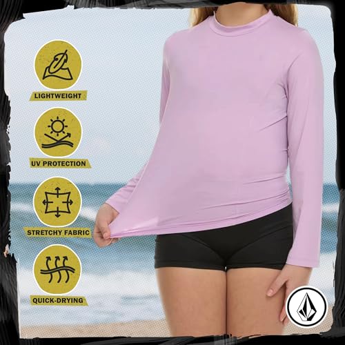 Girls Long Sleeve Rash Guard - UPF 50+ Swim Shirt - Lavender