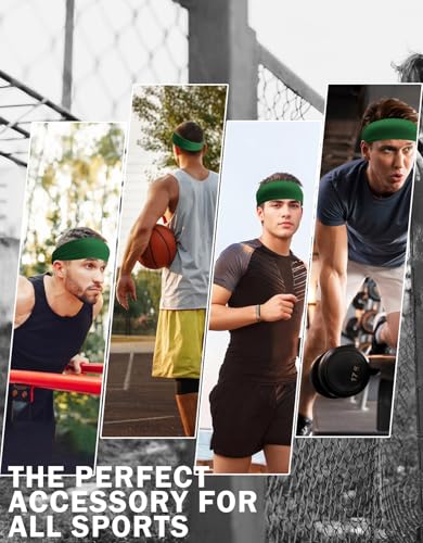 JHYWELL Green Pack Unisex Sports Headbands Non-Slip Sweat-Wicking for Running Cycling Yoga