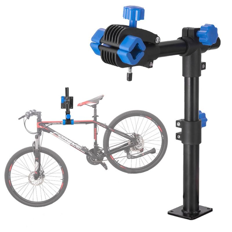 teraysun Bike Repair Stand (Max 66lbs)- Wall Bench Mount Workbench Rack Height-Adjustable 48~69cm, 360° Rotatable Clamp Fits 16''-29'' Bikes（BLACK）
