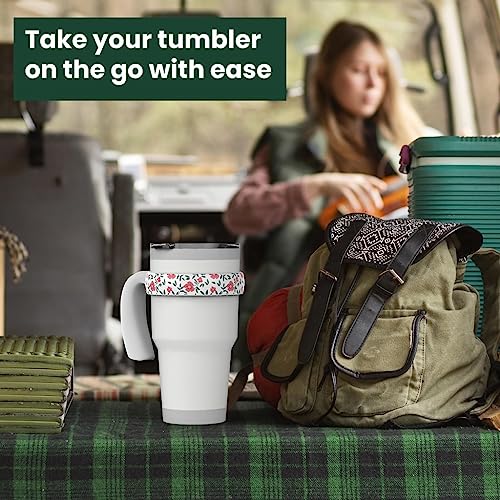 YETI 30 oz Tumbler Handle with Floral Pattern - White Handle, Durable & Anti-Slip
