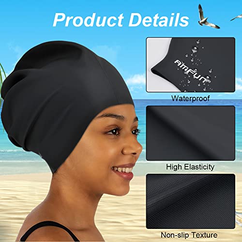 Extra Large Silicone Swimming Cap for Long Hair - Black
