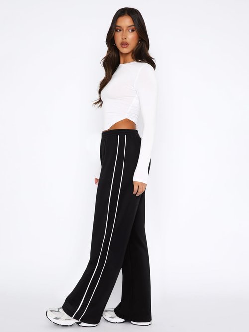 LASLULU Womens Black Wide Leg Sweatpants Baggy Straight Leg Sweatpants Y2K Dance Pants Gym Athletic Track Sweat Pants Joggers (Black,Medium)