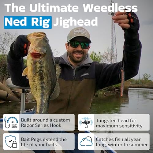 Harmony Fishing Tungsten Offset Weedless Ned Rig Jigheads 1/16oz 5 Pack