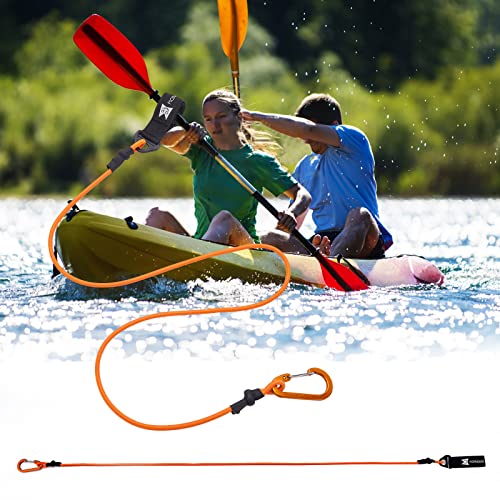 Kayak Paddle Leash - Lightweight Coiled for Fishing & Boating - Orange, 1 Pack