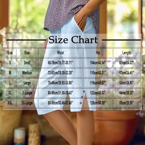 Knee Length Linen Bermuda Shorts for Women - Black, X-Large