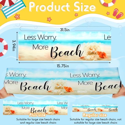 Beach Towel Clips - 2 Pack Elastic Chair Bands - Light Blue & White