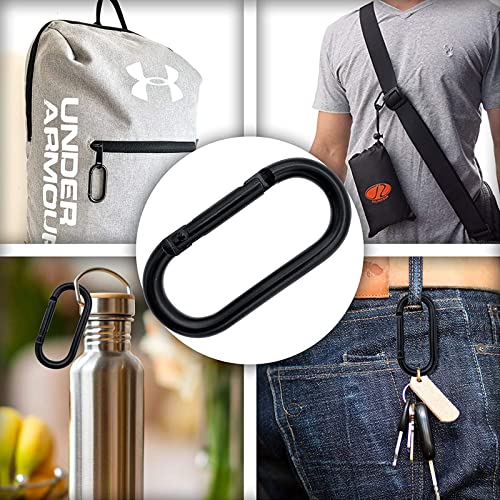 10 Pcs Heavy Duty Aluminum Carabiner Clips - Black