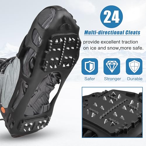 Ice Cleats with Straps - Non-Slip Traction Overshoes, X-Large (10-13 Men/11.5-14 Women)