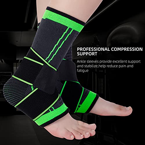 Ankle Support Brace - Elastic Compression Sleeve with Adjustable Wrap