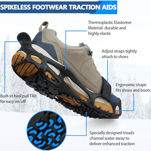Spikeless Shoe Cleats - Anti-Slip Rubber Covers for Roofing & Wet Surfaces - Large/X-Large
