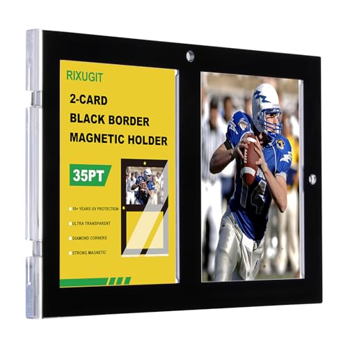 RIXUGIT 5-Pack 2-Card Magnetic Card Holders - Black Border, Secure Storage