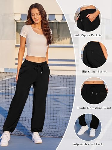 JEKAOYI Women's Black Athletic Hiking Pants - Lightweight, Quick Dry, Water-Resistant Cargo with Zipper Pockets, Small