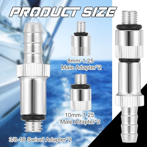 6 Pcs Outboard Gear Oil Pump Adapter Set - 3/8" Swivel, 8mm & 10mm