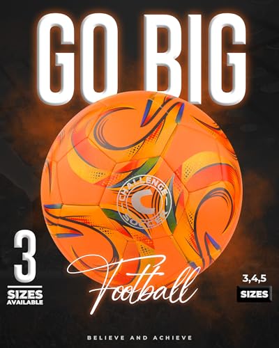 American Challenge Soccer Ball Size 3, 4 & 5 - Orange/Yellow, Durable Outdoor Training Ball