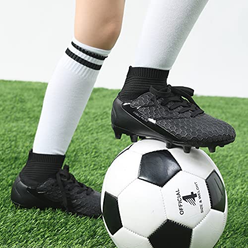 Kids Soccer Cleats - Dream Pairs Big Kid Black Monochrome Football Shoes, Size 6