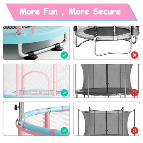 55" Kids Mini Trampoline with Adjustable Bar - Pink & Blue