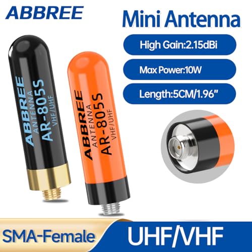 Dual Band VHF/UHF Ham Radio Antenna - 1.96" Mini AR-805S - Black-Orange (2 Pack)