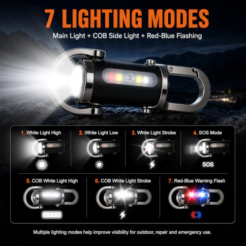 Ciwuzxs Black Rechargeable Mini Keychain Flashlight 800L, Waterproof & Portable