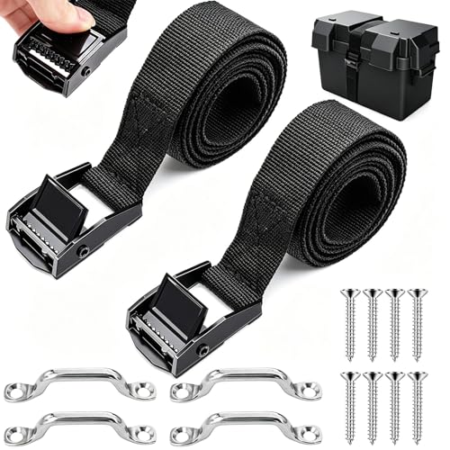 2 PCS 1" x 4ft Battery Tie Down Strap kit,Battery Hold with Stainless