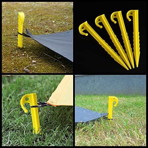 12 Pcs 5.9 Inch Serrated Edge Plastic Tent Stakes - Yellow