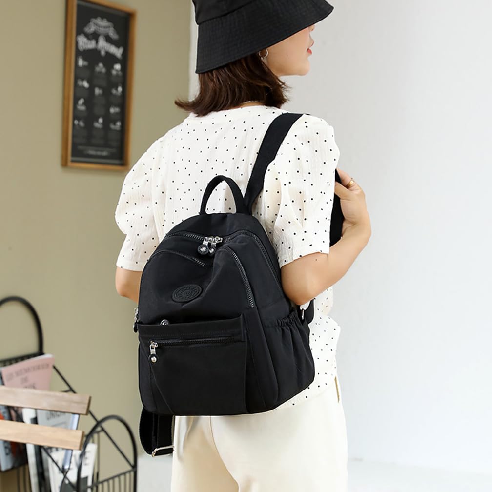 Yvechus Mini Backpack Purse for Women Lightweight Nylon Casual Bag Small Daypacks for Work Travel (A Black)