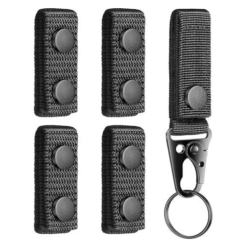 5 PCS Duty Belt Keepers - 2"-2.25" Nylon Black with Key Holder