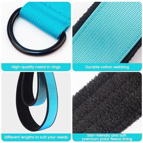 Pilates Double Loop Strap with D-Ring - 2PCS Blue Workout Accessory