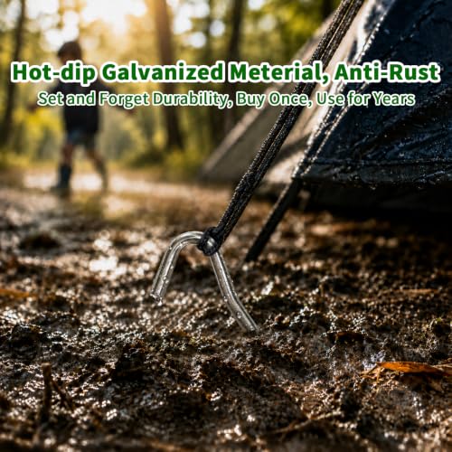 Heavy Duty 9 Inch Metal Tent Stakes - 8 Pcs Anti-Rust