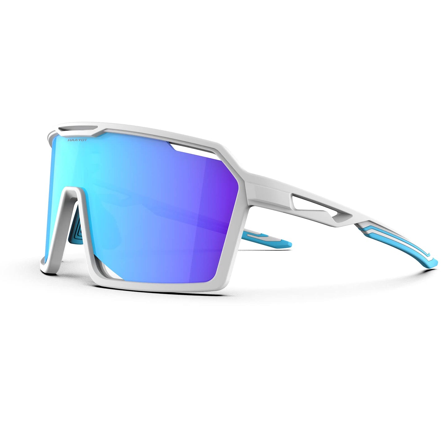 HAAYOT Sports Sunglasses for Men Women,Cycling Baseball Fishing Running Biking Glasses,UV Protection White Azure Blue