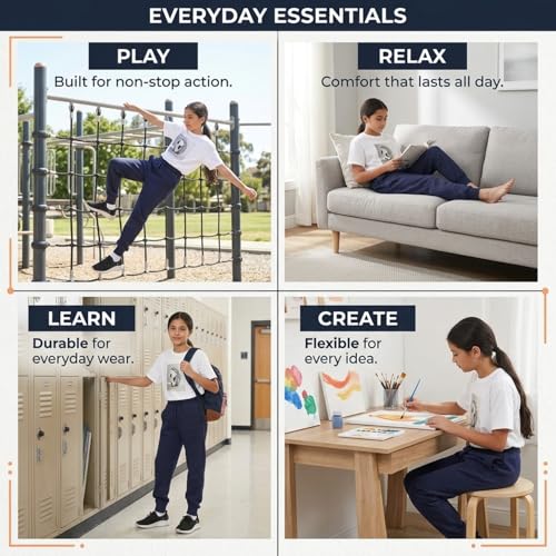 Girls’ Navy Blue Cotton Fleece Sweatpants 14-16 Years Activewear
