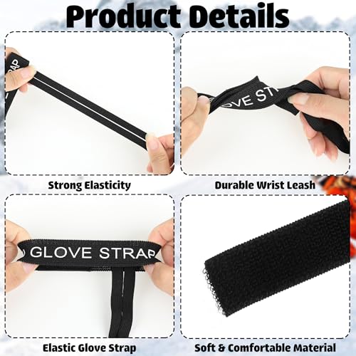 4-Pack Ski Glove Safety Straps - Elastic Wrist Leash for Snow Sports