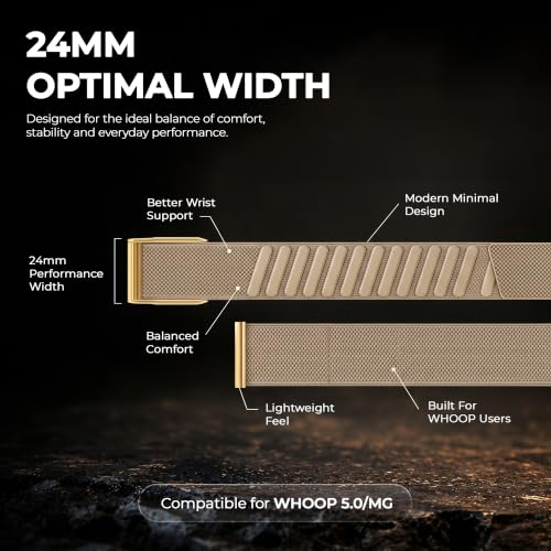 Ultra-Soft Nylon Sport Band for WHOOP 5.0, One, Peak, Life - Dune/Gold Connector