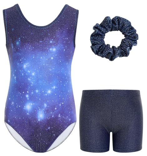 Sparkly Girls Gymnastics Leotard - Sleeveless, Hollow Back, 6-7 Years / Blue
