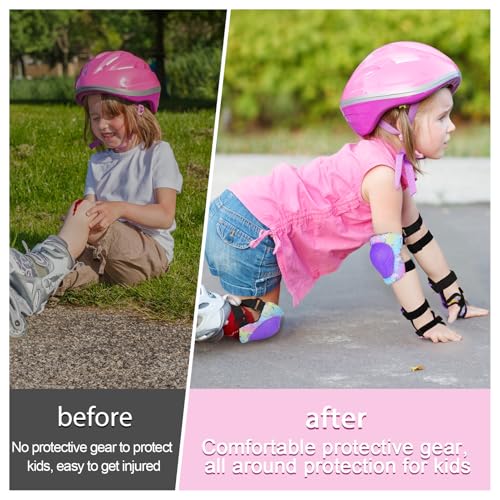 Kids Knee Pads and Elbow Pads Set - Rainbow Unicorn - Small