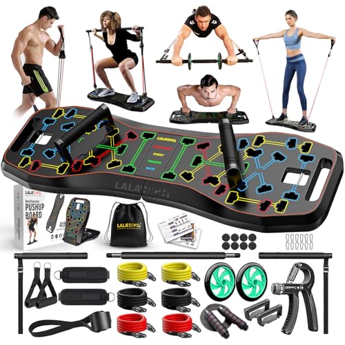 Push Up Board with Ab Roller & Resistance Bands - Black ProMax Premium Kit