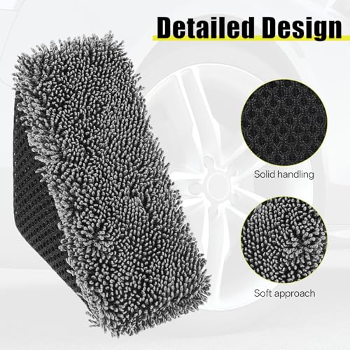 3 PCS Tire Shine Applicator Sponges, Microfiber Tire Brightener Applicator Pad Durable and Reusable Tires Dressing Applicators Pad, Tires Applicator-Pad for Car Detailing Cleaning Sealant Conditioner