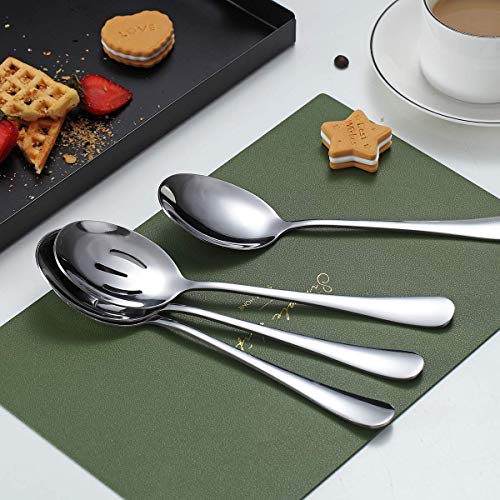 Stainless Steel Serving Utensil Set - 4-Piece with Serving & Slotted Spoons