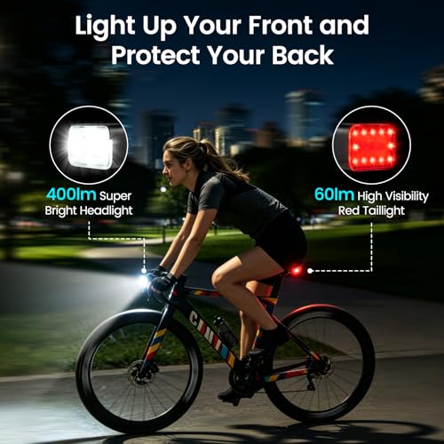 Meliya 1 Set USB Rechargeable Bike Lights Front & Rear 5+6 Modes Waterproof