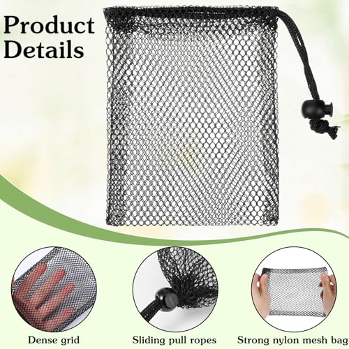 10-Pack Small Mesh Drawstring Bags - 4" x 5.7" Nylon Storage Pouches