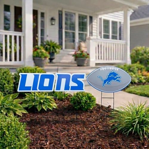 Detroit Lions NFL Wordmark & Football Yard Sign Set - 3 Pack