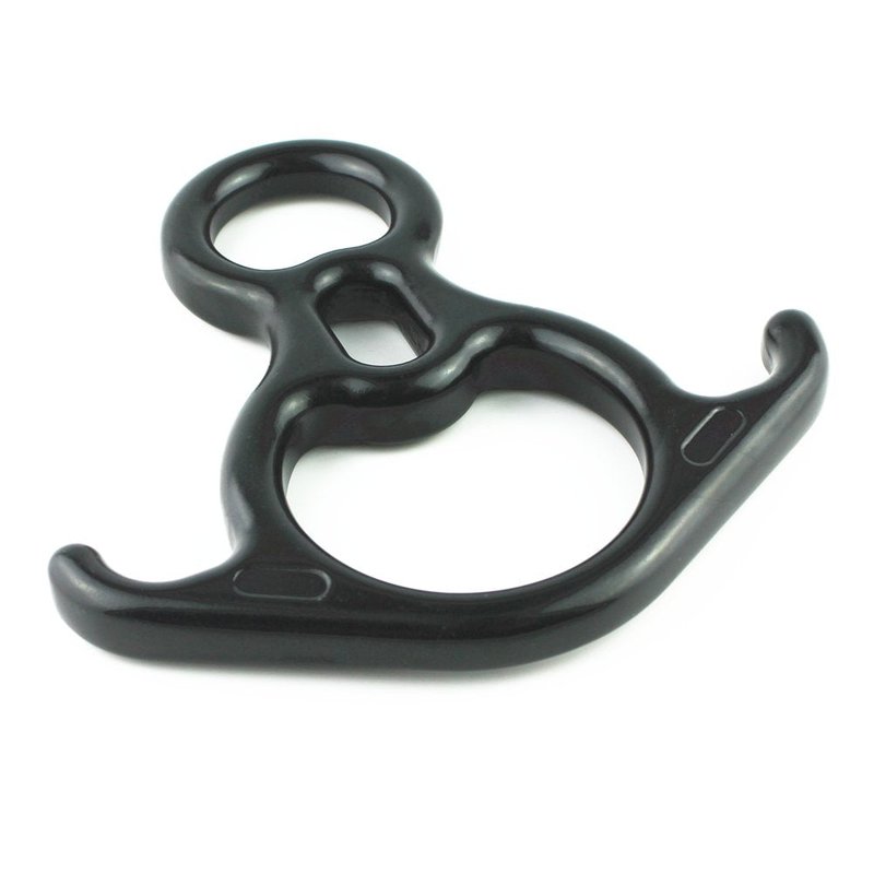 PROND Terminal 8 Descender, Rescue Figure 8 Descender with Lock Off Ears, 50KN Aluminum Alloy Bent-Ear Descender for Climbing Rescuing Or Escaping Descender, Climbing Belay & Rappel Equipment (Black)