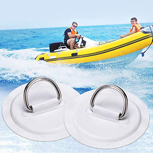 6Pcs Stainless Steel D-Ring Patch Set for Inflatable Boards - 3.15in (8cm) White