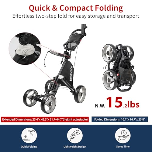 4 Wheel Golf Push Cart - Explorer Version V8 - Dark Grey
