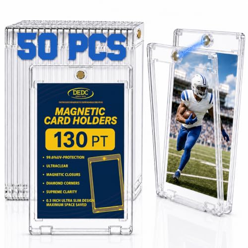 130PT Magnetic Card Holders - 50 Slim Cases for Thick Trading Cards